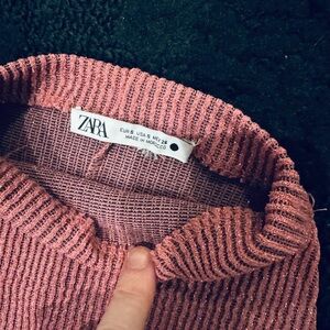 ZARA (limited edition) dusty pink/metallic sleeveless mock neck top, S